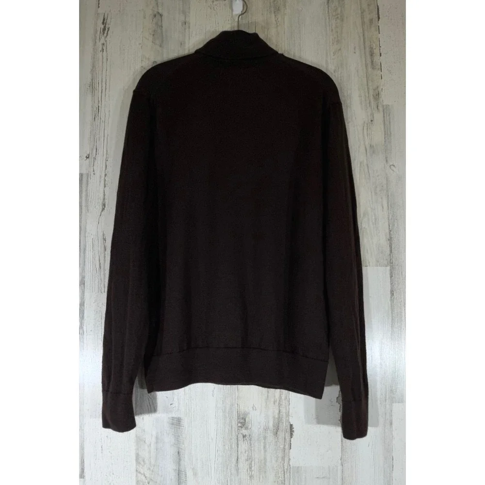 Banana Republic Merino Wool Turtleneck L Sweater Chocolate Brown Classic Preppy